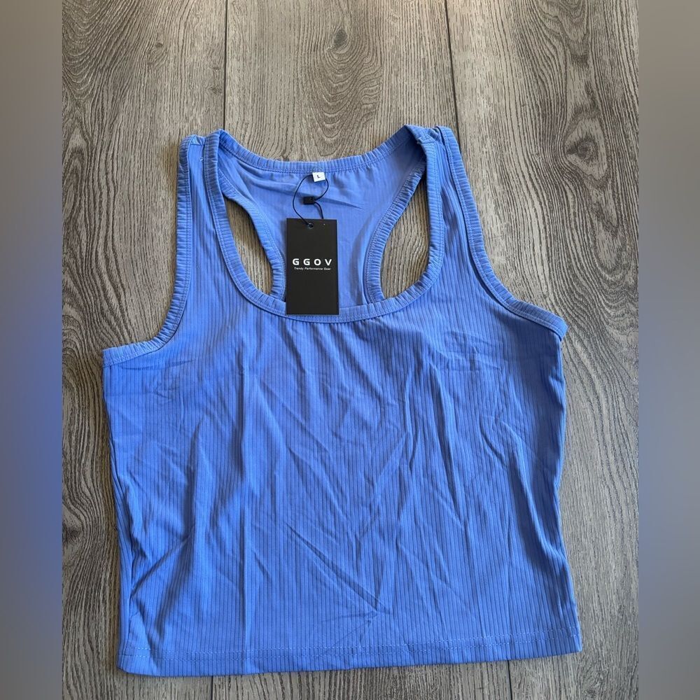 GGOV Blue Ribbed Tank Top